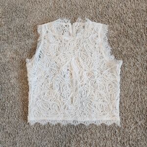 Elegant White Lace Sleeveless Top